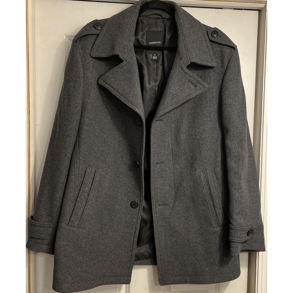 London Fog Womens Pea Coat‎ Size XL Gray Single Breasted Wool Blend Lined - Picture 1 of 14